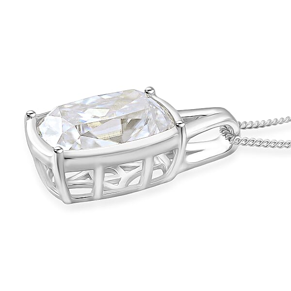 D'Joy Old Mine Cut Moissanite 10.00 Ctw Pendant Necklace In Rhodium Over Sterling Silver 18 Inches