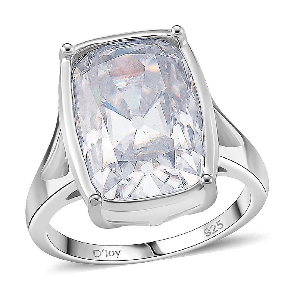 D'Joy Old Mine Cut Moissanite 10.00 ctw Ring in Rhodium Over Sterling Silver