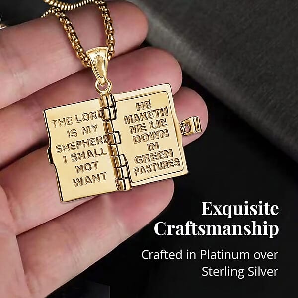 D'Joy Openable Holy Cross Bible Pendant Necklace In 18K Vermeil YG Over Sterling Silver 2.63 Grams (20 Inches)