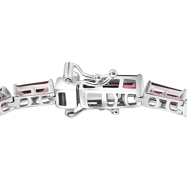 D'Joy Orissa Rhodolite Garnet 11.25 Ctw Art Deco Bracelet In Rhodium Over Sterling Silver (7.25 In)