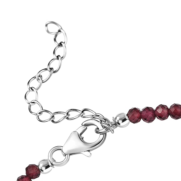 D'Joy Orissa Rhodolite Garnet 18.50 Ctw Beaded Bracelet In Sterling Silver (7.25 In)