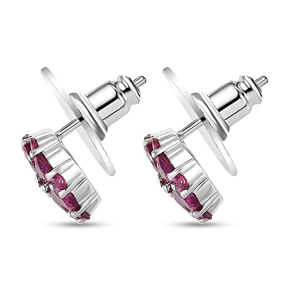 D'Joy Orissa Rhodolite Garnet 2.90 Ctw Earrings In Platinum Over Sterling Silver