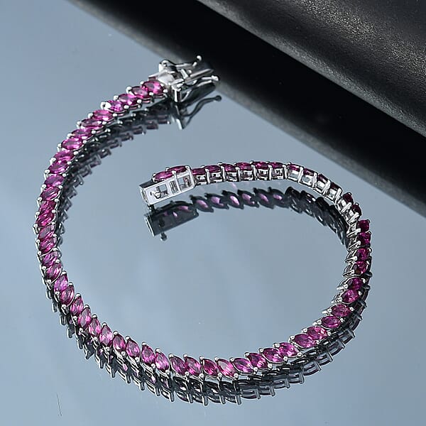 D'Joy Orissa Rhodolite Garnet 9.10 Ctw Vine Bracelet In Rhodium Over Sterling Silver (6.50 In)