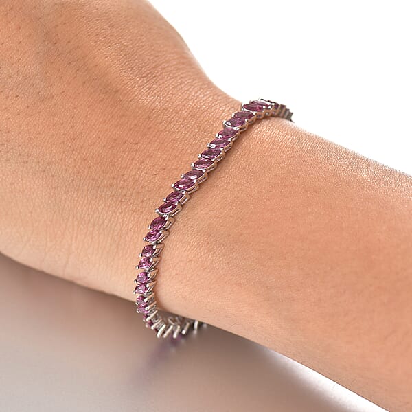 D'Joy Orissa Rhodolite Garnet 9.10 Ctw Vine Bracelet In Rhodium Over Sterling Silver (6.50 In)
