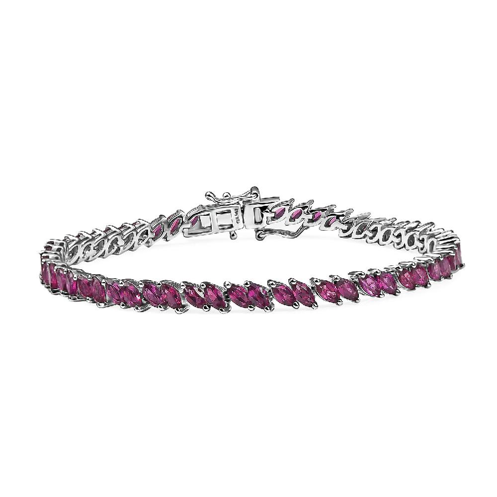 D'Joy Orissa Rhodolite Garnet 9.10 ctw Vine Bracelet in Rhodium Over Sterling Silver (6.50 In)