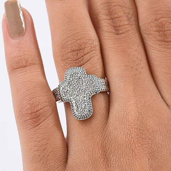 D'Joy Passport To Israel Artisan Crafted Cross Ring In Sterling Silver 5 Grams