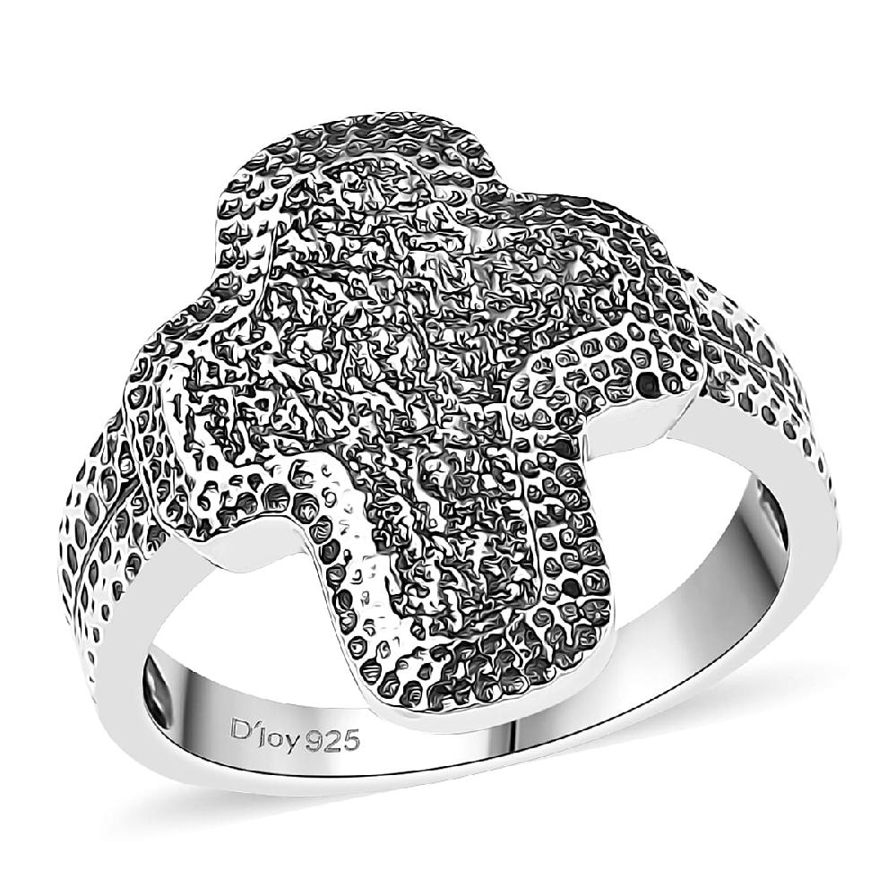 D'Joy Passport to Israel Artisan Crafted Cross Ring in Sterling Silver 5 Grams