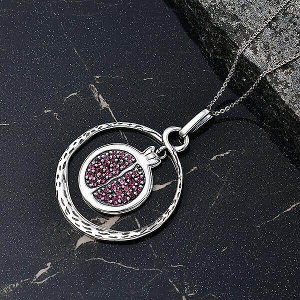 D'Joy Passport To Israel Artisan Crafted Orissa Rhodolite Garnet 1.40 Ctw Pendant Necklace In Sterling Silver 20 Inches