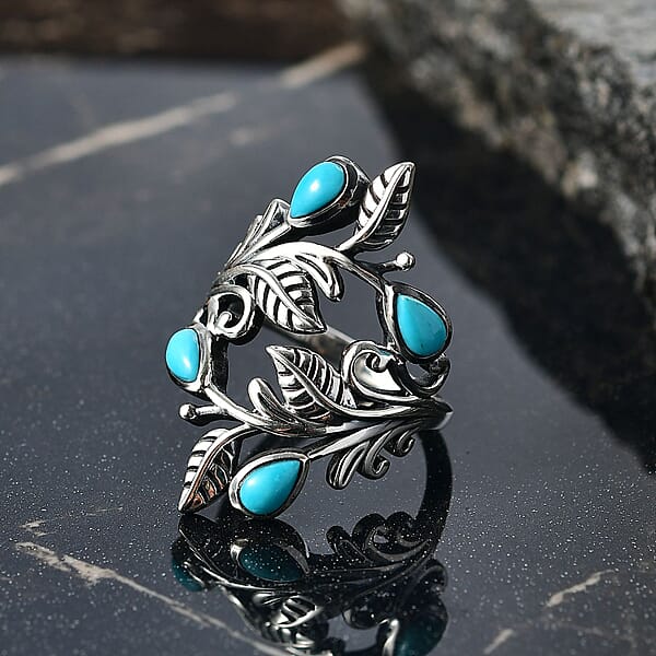 D'Joy Passport To Israel Artisan Crafted Turquoise 0.85 Ctw Ring In Sterling Silver