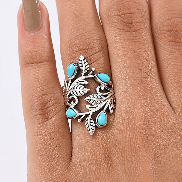 D'Joy Passport To Israel Artisan Crafted Turquoise 0.85 Ctw Ring In Sterling Silver