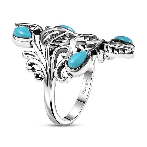 D'Joy Passport To Israel Artisan Crafted Turquoise 0.85 Ctw Ring In Sterling Silver