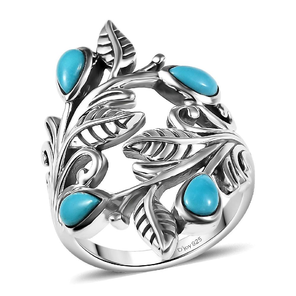 D'Joy Passport to Israel Artisan Crafted Turquoise 0.85 ctw Ring in Sterling Silver