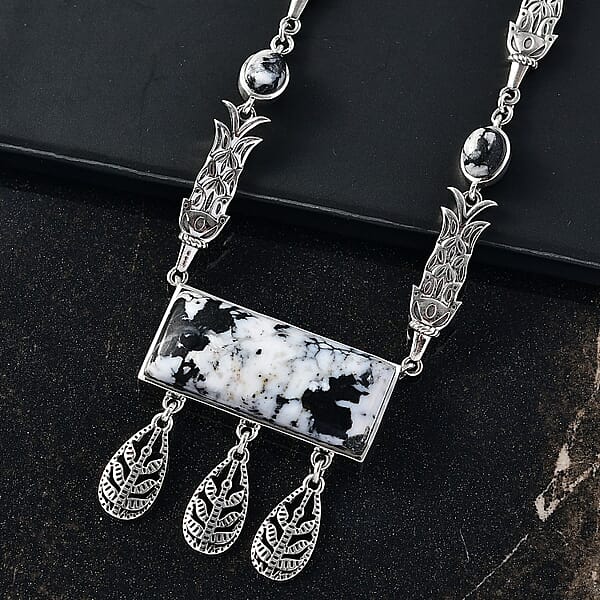 D'Joy Passport To Israel Artisan Crafted White Buffalo 42.50 Ctw Necklace In Sterling Silver 18 Inches