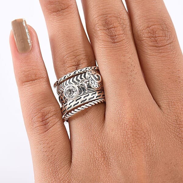 D'Joy Passport To Israel Artisan Crafted White Topaz 0.60 Ctw Set Of 5 Band Rings In Sterling Silver