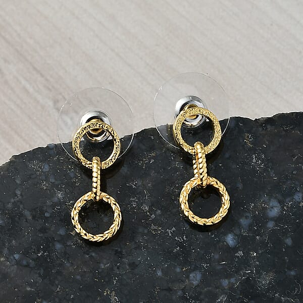 D'Joy Passport To Israel Earrings In 18K Vermeil Yellow Over Sterling Silver 2.35 Grams