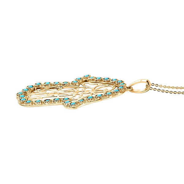 D'Joy Passport To Israel Sleeping Beauty Turquoise 1.50 Ctw Pendant Necklace In 18K Vermeil Yellow Gold Over Sterling Silver 20 Inches