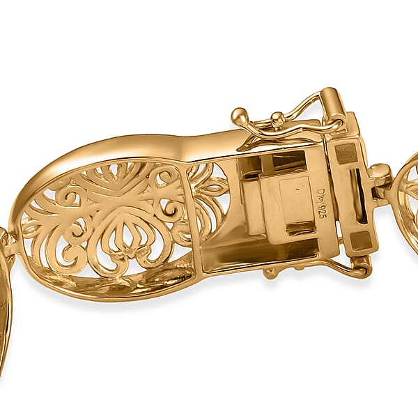 D'Joy Passport To Turkey 18K Vermeil Yellow Gold Over Sterling Silver Filigree Bracelet (6.50 In) 18.40 Grams