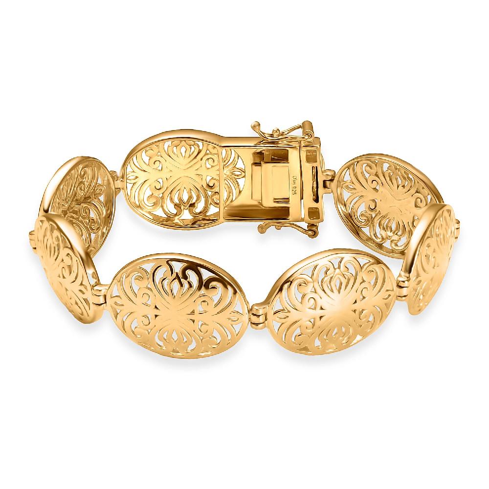 D'Joy Passport to Turkey 18K Vermeil Yellow Gold Over Sterling Silver Filigree Bracelet (6.50 In) 18.40 Grams