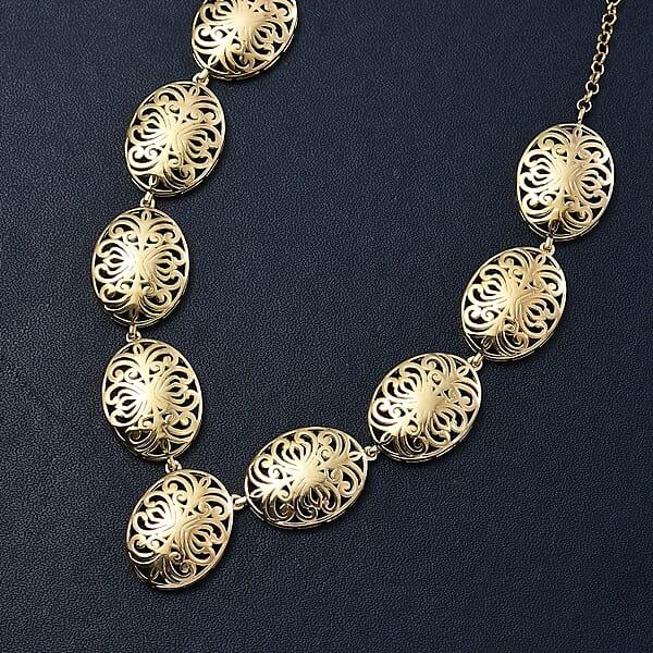 D'Joy Passport To Turkey 18K Vermeil Yellow Gold Over Sterling Silver Filigree Necklace 18 Inches 16.50 Grams