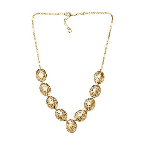 D'Joy Passport To Turkey 18K Vermeil Yellow Gold Over Sterling Silver Filigree Necklace 18 Inches 16.50 Grams