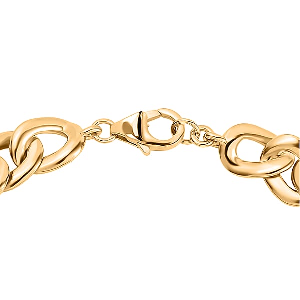 D'Joy Passport To Turkey Curb Link Chain In 18K Vermeil Yellow Gold Over Sterling Silver Bracelet (7.25 In) 19.70 Grams