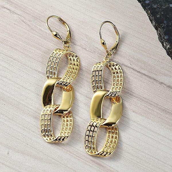 D'Joy Passport To Turkey Dangle Earrings In 18K Vermeil Yellow Gold Over Sterling Silver 7.60 Grams