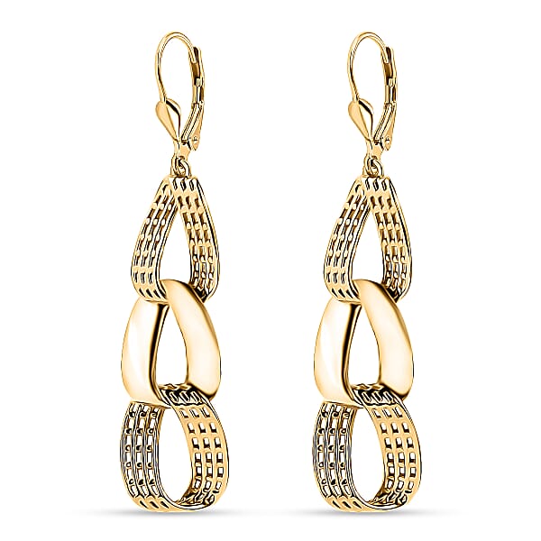 D'Joy Passport To Turkey Dangle Earrings In 18K Vermeil Yellow Gold Over Sterling Silver 7.60 Grams