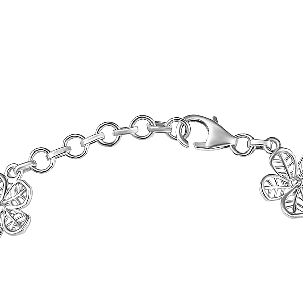 D'Joy Passport To Turkey Floral Bracelet In 18K Vermeil YRG And Rhodium Over Sterling Silver (6.50 In) 11.50 Grams
