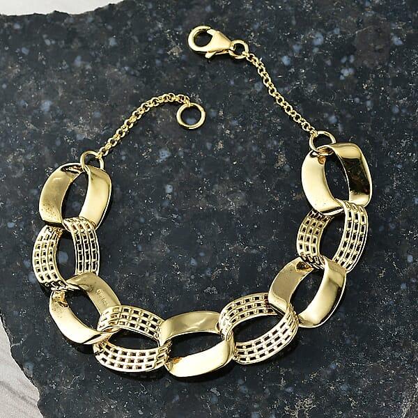 D'Joy Passport To Turkey Interlocking Bracelet In 18K Vermeil Yellow Gold Over Sterling Silver (7.25 In) 11.10 Grams