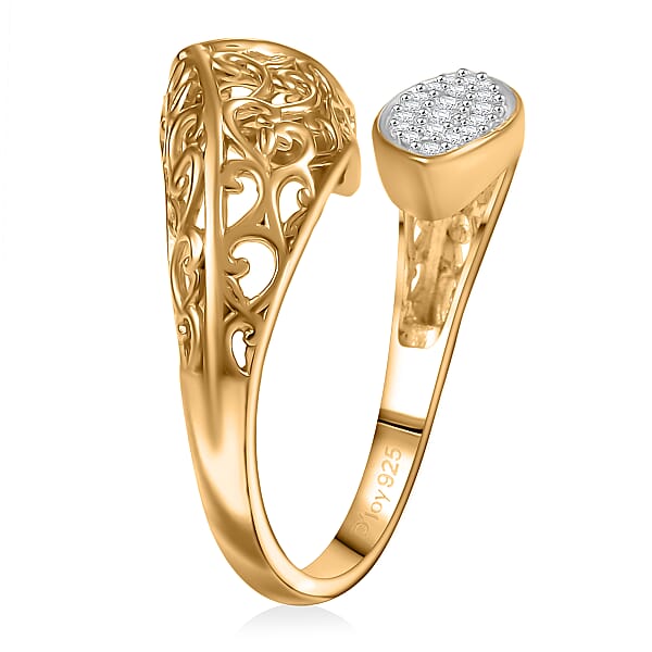 D'Joy Passport To Turkey White Zircon 0.30 Ctw Ring In 18K Vermeil Yellow Gold Over Sterling Silver