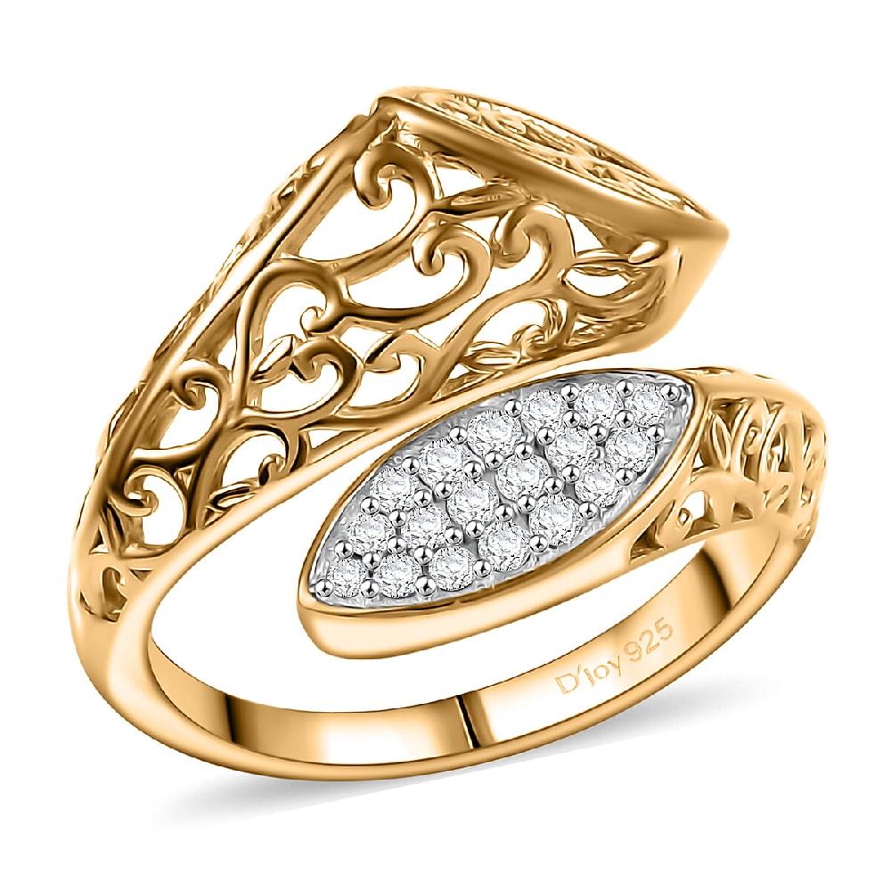 D'Joy Passport to Turkey White Zircon 0.30 ctw Ring in 18K Vermeil Yellow Gold Over Sterling Silver