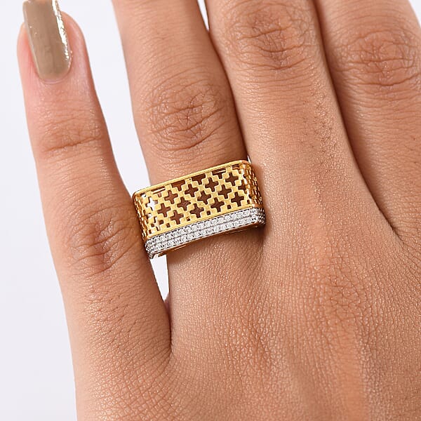 D'Joy Passport To Turkey White Zircon 0.50 Ctw Ring In 18K Vermeil Yellow Gold Over Sterling Silver