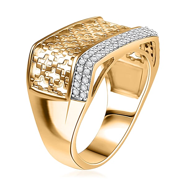 D'Joy Passport To Turkey White Zircon 0.50 Ctw Ring In 18K Vermeil Yellow Gold Over Sterling Silver