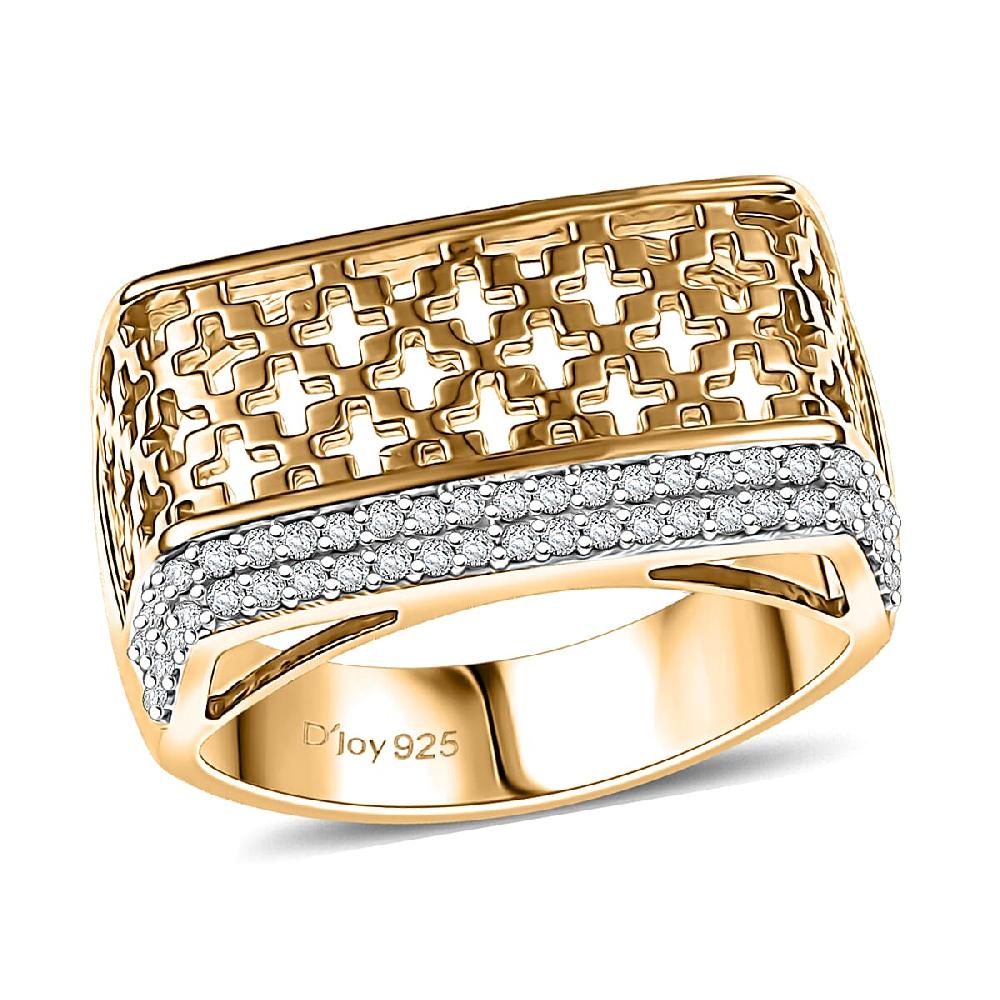 D'Joy Passport to Turkey White Zircon 0.50 ctw Ring in 18K Vermeil Yellow Gold Over Sterling Silver
