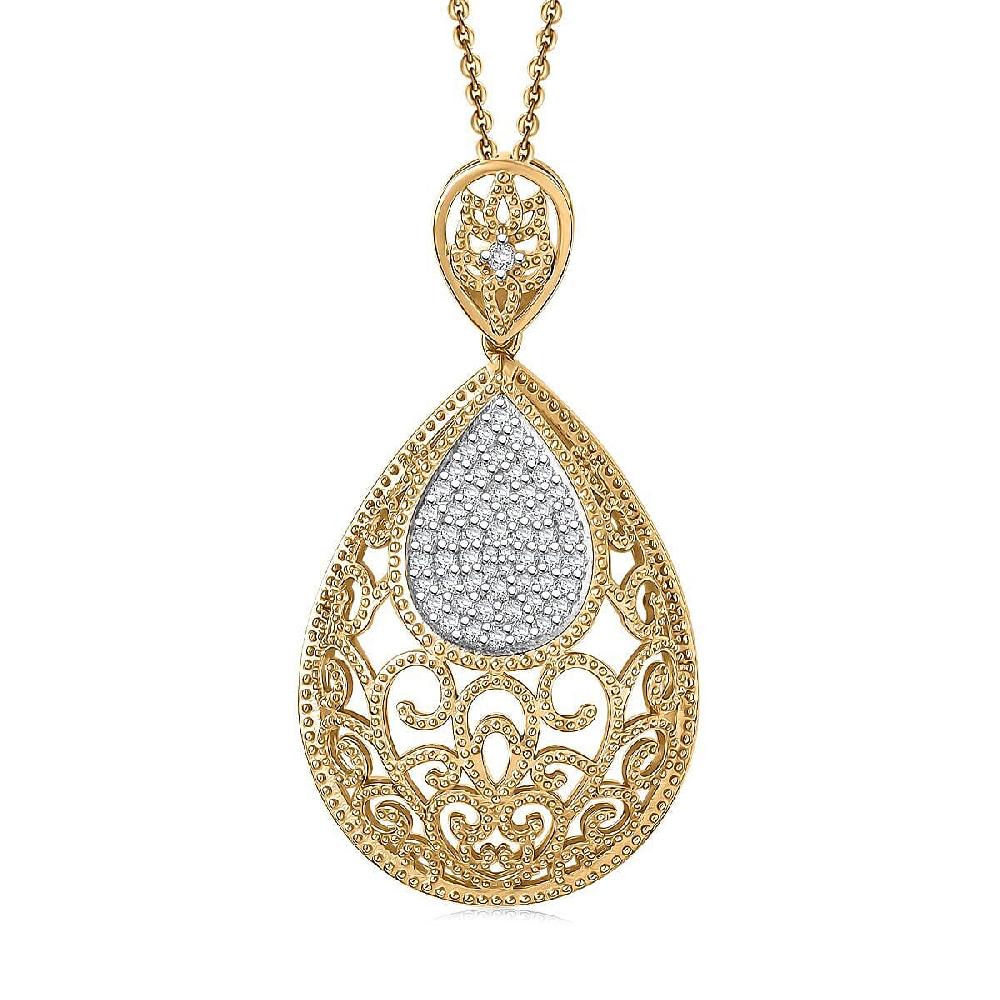 D'Joy Passport to Turkey White Zircon 0.70 ctw Pendant Necklace in 18K Vermeil Yellow Gold Over Sterling Silver 20 Inches