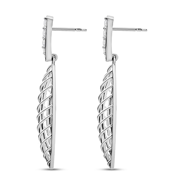 D'Joy Passport To Turkey White Zircon 1.00 Ctw Earrings In Rhodium Over Sterling Silver