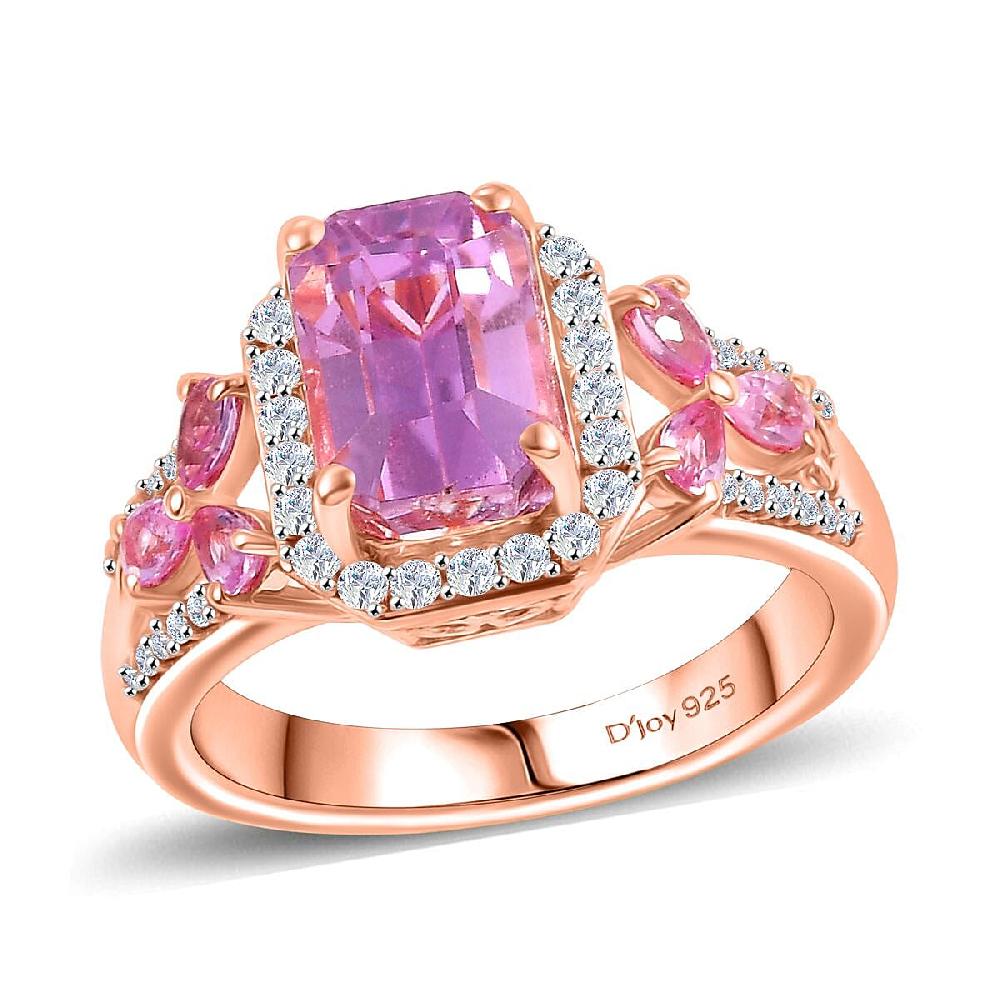 D'Joy Patroke Kunzite and Multi Gemstone 4.00 ctw Halo Ring in 18K Vermeil Rose Gold Over Sterling Silver
