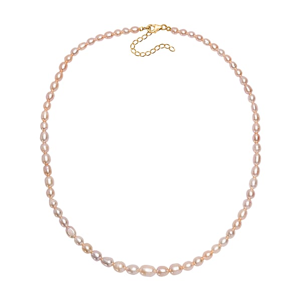 D'Joy Peach Freshwater Pearl Necklace In 18K Vermeil Yellow Gold Over Sterling Silver 18 Inches