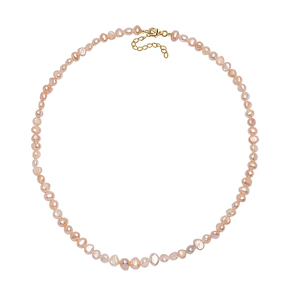 D'Joy Peach Freshwater Pearl Necklace In 18K Vermeil Yellow Gold Over Sterling Silver 18 Inches