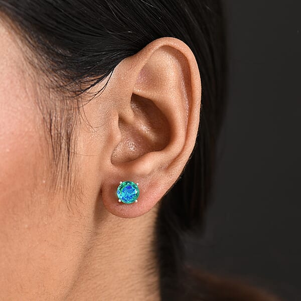 D'Joy Peacock Quartz (Triplet) 2.90 Ctw Earrings In Sterling Silver