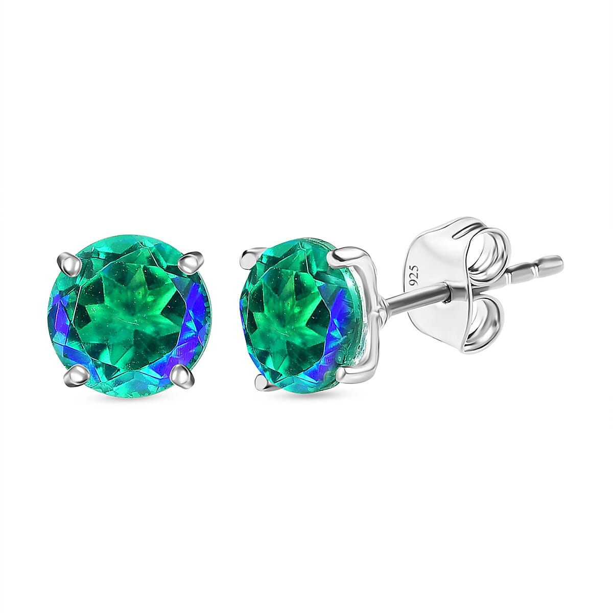D'Joy Peacock Quartz (Triplet) 2.90 ctw Earrings in Sterling Silver