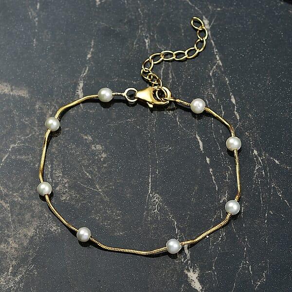 D'Joy Pearl Bracelet In 18K Vermeil Yellow Gold Over Sterling Silver (6.50 In)