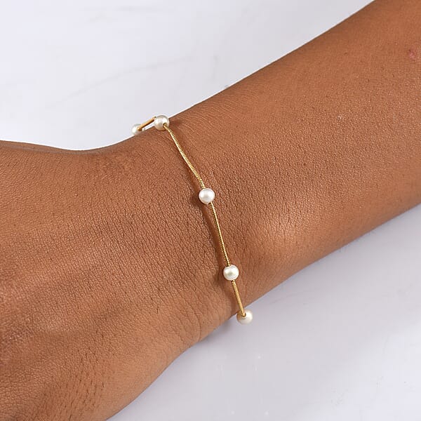 D'Joy Pearl Bracelet In 18K Vermeil Yellow Gold Over Sterling Silver (6.50 In)