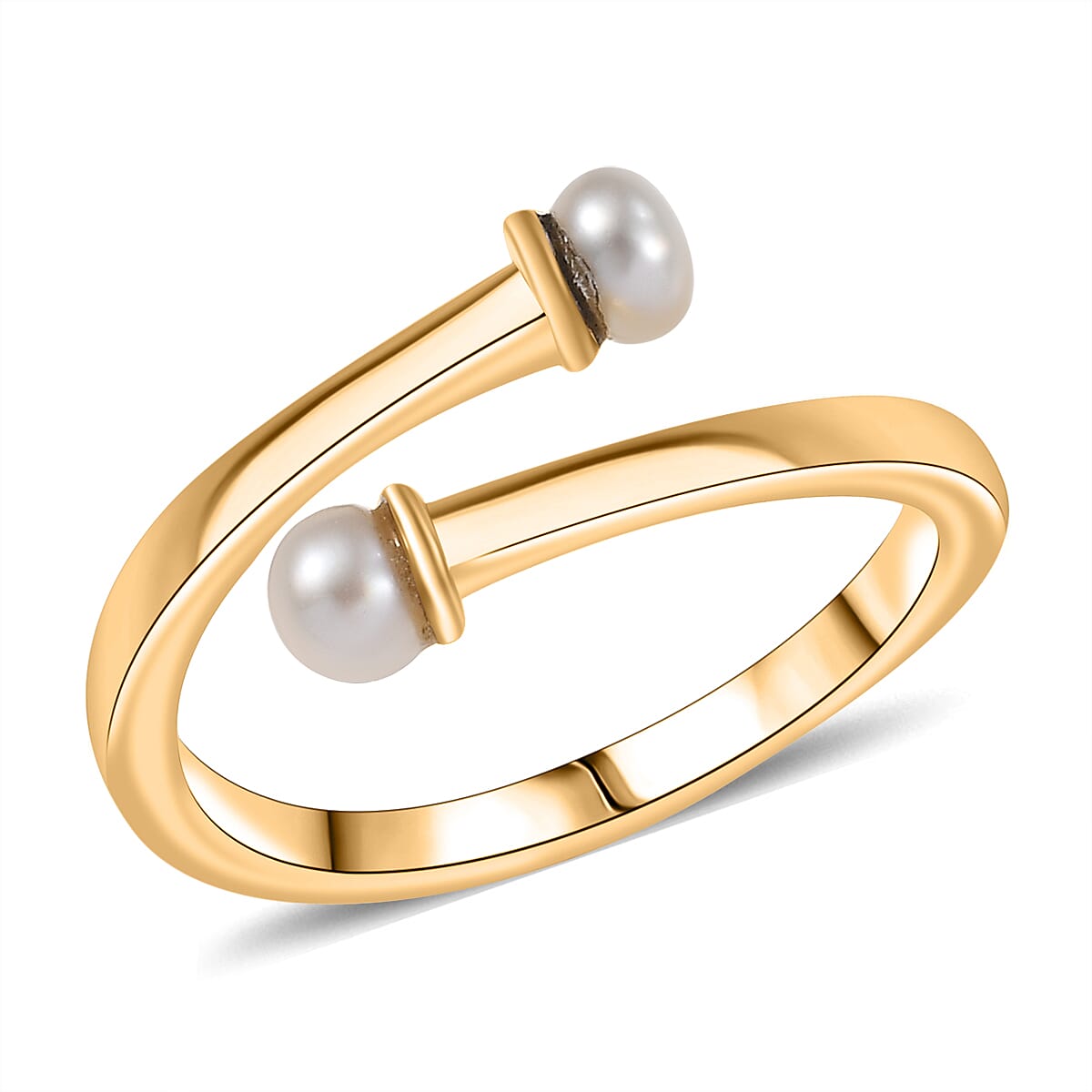 D'Joy Pearl Bypass Ring in 18K Vermeil Yellow Gold Over Sterling Silver