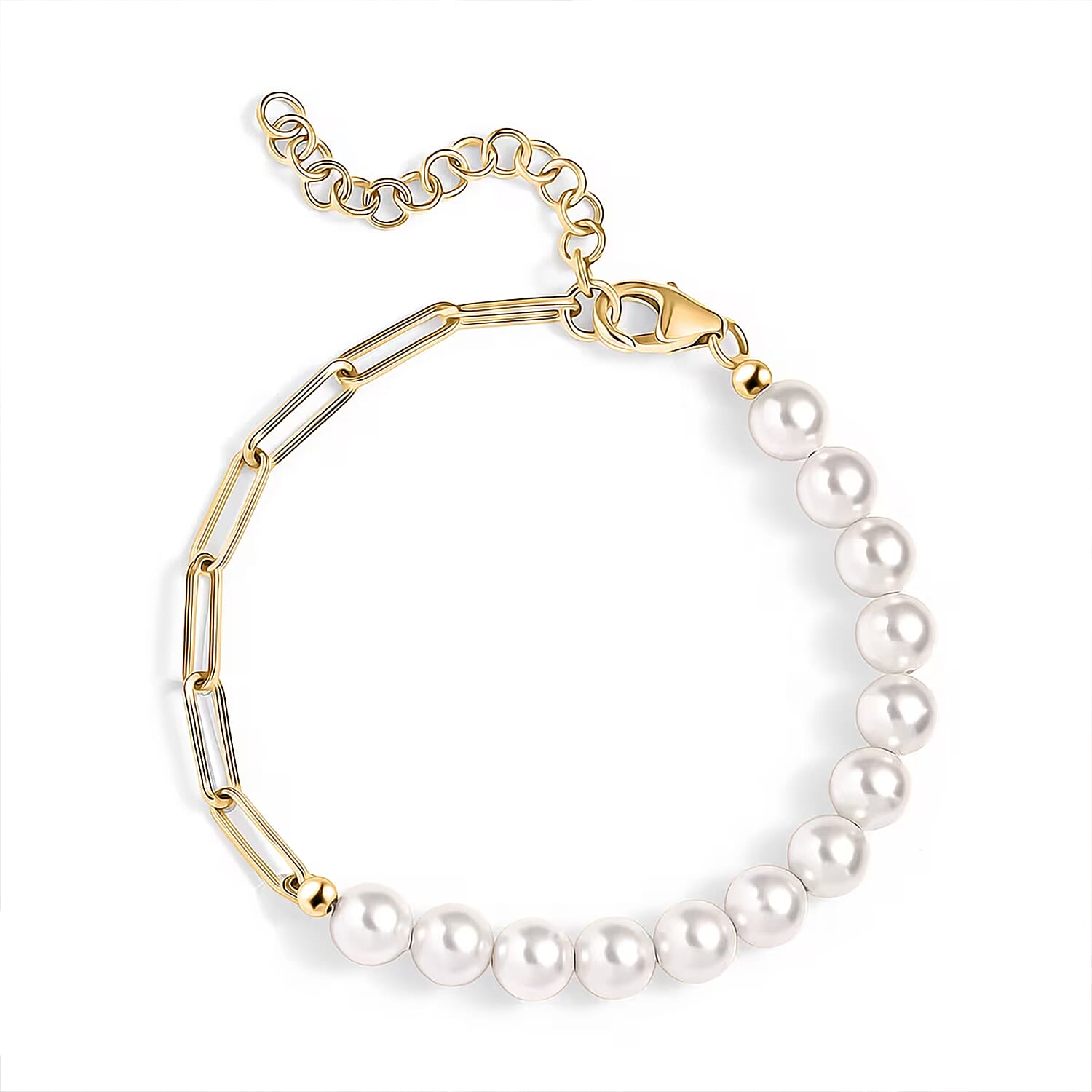 D'Joy Pearl Fancy Bracelet in 18K Vermeil Yellow Gold Over Sterling Silver (6.50 In)