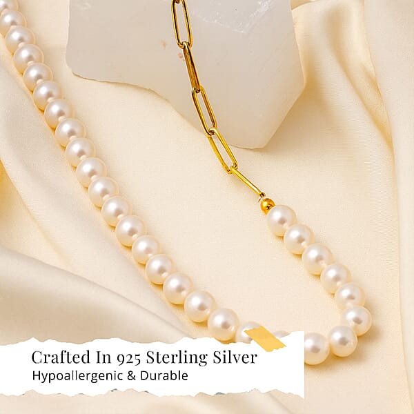 D'Joy Pearl Necklace 18 Inches In 18K Vermeil Yellow Gold Over Sterling Silver