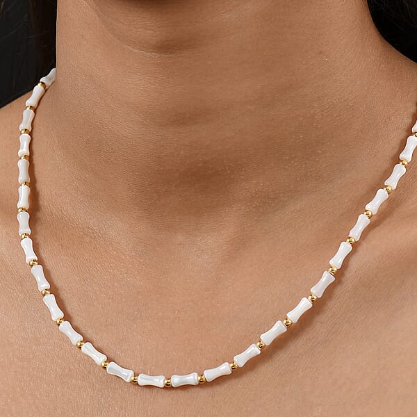 D'Joy Pearl Necklace 20 Inches In 18K Vermeil Yellow Gold Over Sterling Silver