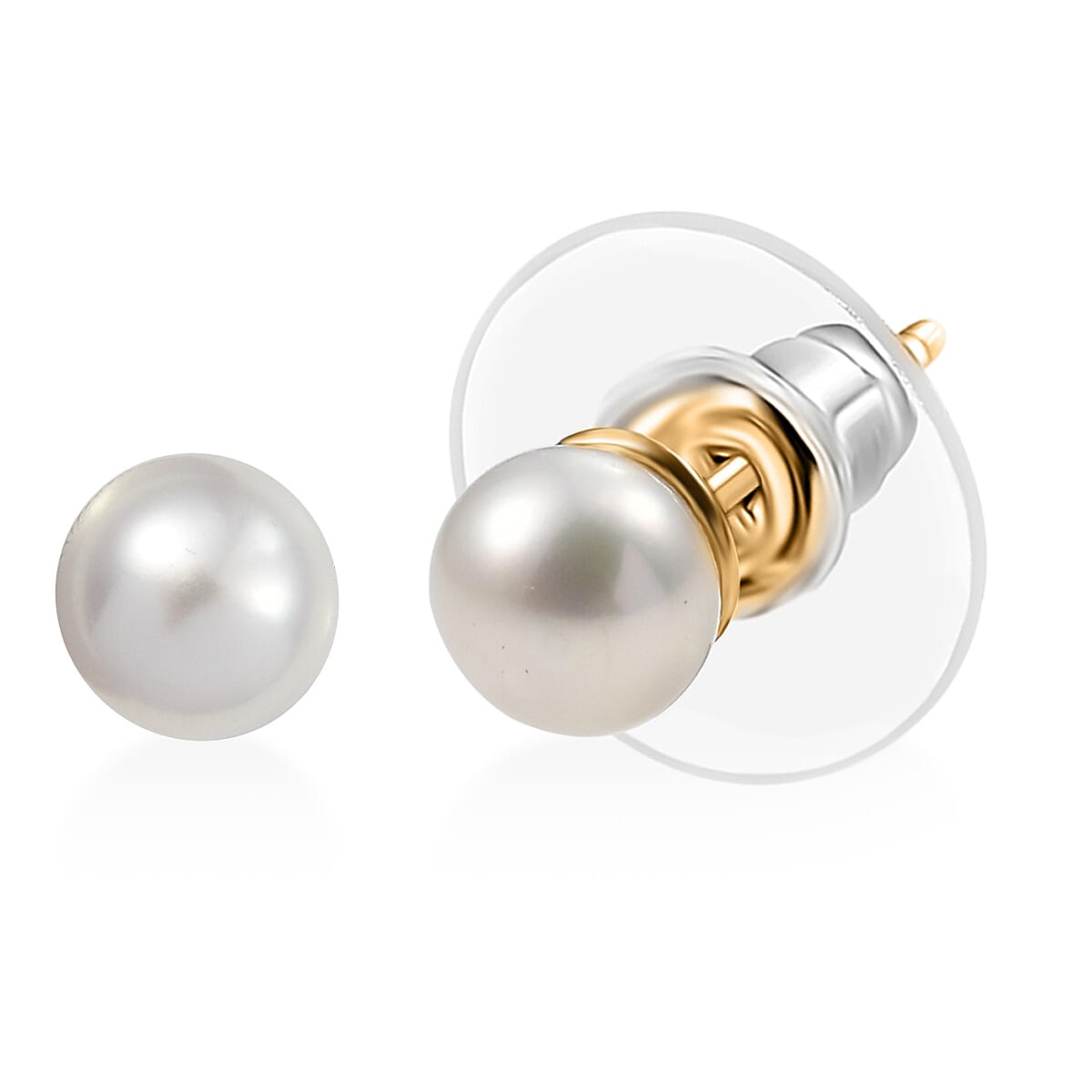 D'Joy Pearl Stud Earrings in 18K Vermeil Yellow Gold Over Sterling Silver