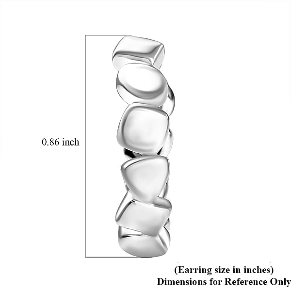 D'Joy Pebble Hoop Earrings In Rhodium Over Sterling Silver 8.35 Grams