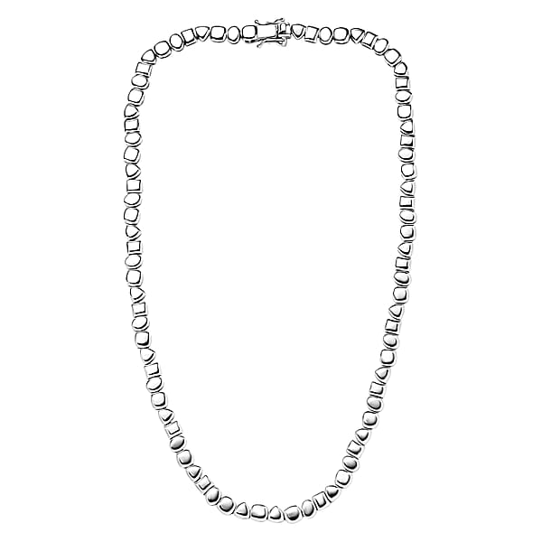 D'Joy Pebble Link Necklace In Rhodium Over Sterling Silver 32.90 Grams 18 Inches